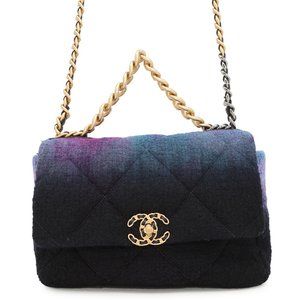 Chanel Chain Shoulder Bag 19 Large Wool AS1161 CHANEL 2way Handbag Black